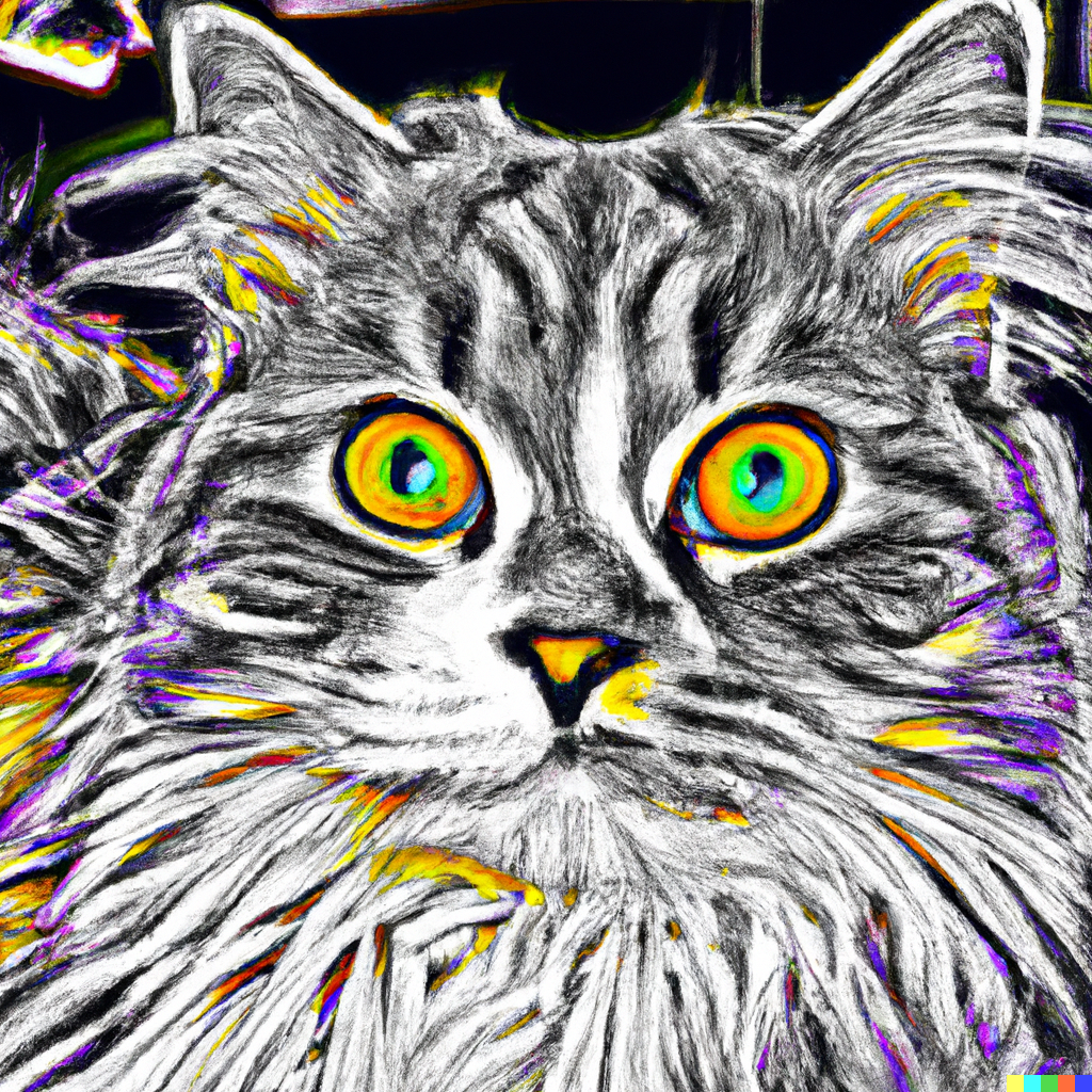 DALL-E generated image of a cat in the style of Aaron Koblin