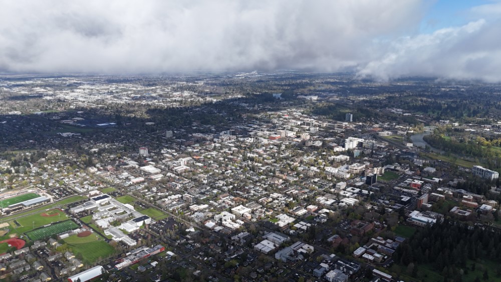 Eugene Oregon from a drone's perspective.