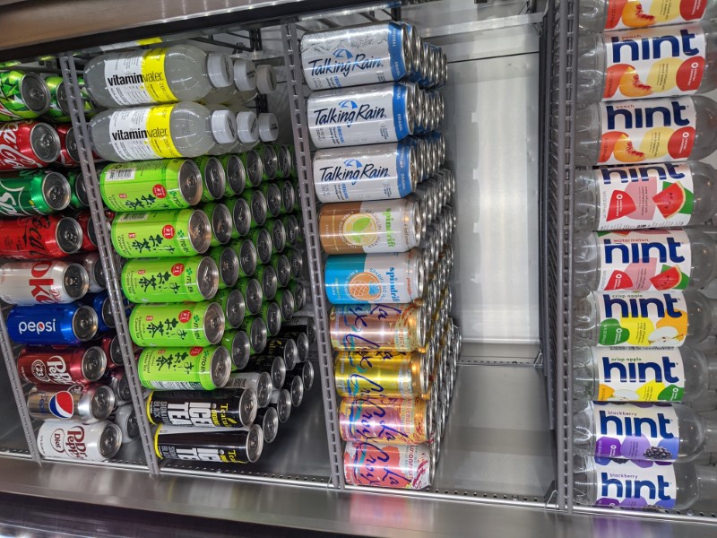 fridge at google fully stocked with drinks