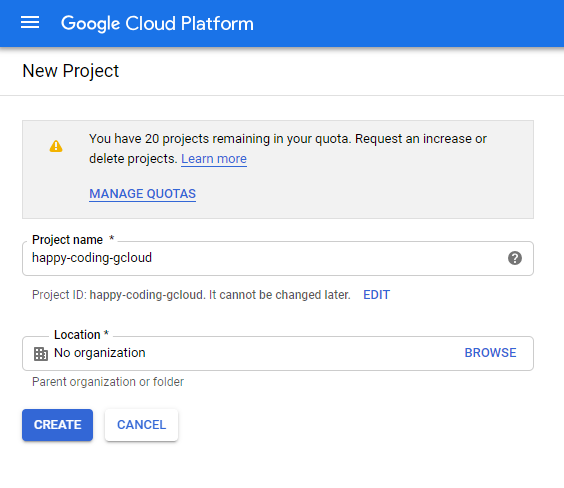 Google Cloud project setup