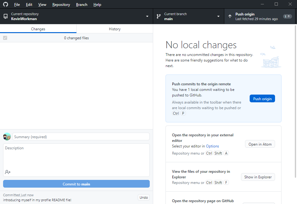 GitHub Desktop push changes