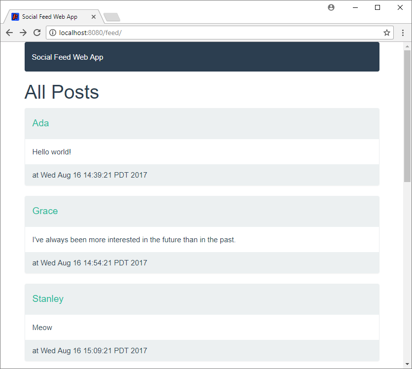 social feeds website feed page