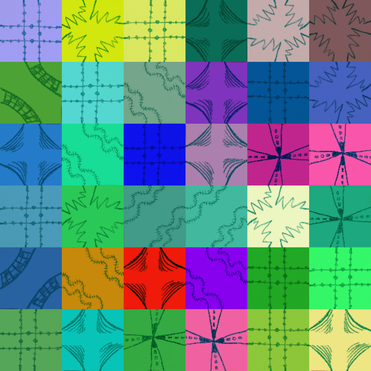 randomly colored truchet tiles