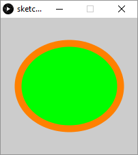 green circle with orange outline